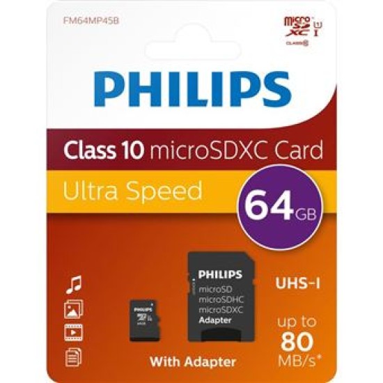 CARTÃO DE MEMÓRIA PARA PHILIPS 64GB CLASS 10